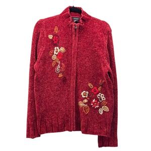 Vintage Cottagecore Cardigan Sweater Red Large